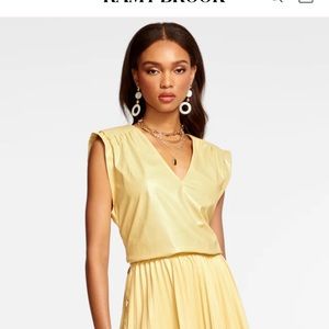 Ramy Brook Effie Faux Leather dress NWT $425 Gold Yellow Daffodil 12 L